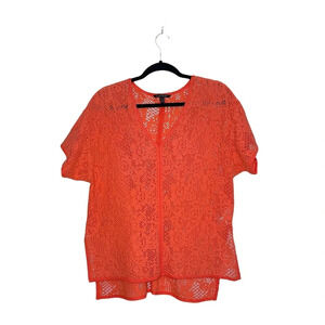Banana Republic Coral Sheer Crochet V-neck Oversized Top Small Women’s